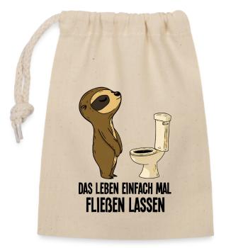 Paresseux Laisse juste la vie s’écouler - Sac cadeau en coton avec cordon (14 x 20 cm) - nature - Devant