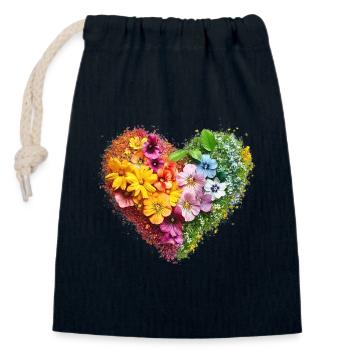 Blossom Heart in Rainbow Colours - Floral Splendour - Closable cotton gift bag (14x20cm) - navy - Front