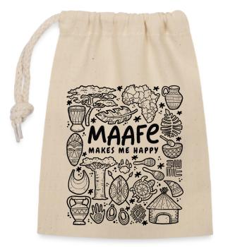 Maafe Makes Me Happy – African Delight - Closable cotton gift bag (14x20cm) - nature - Front