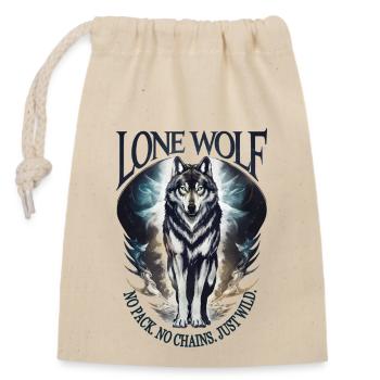 Lone Wolf - kein Rudel, keine Ketten, nur Wild - Verschließbarer Geschenkbeutel aus Baumwolle (14x20cm) - Natur - Vorne