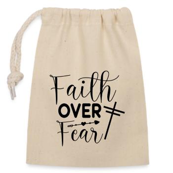 Belief over fear - Closable cotton gift bag (14x20cm) - nature - Front