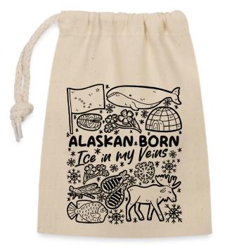 Né en Alaska – de la glace dans les veines - Sac cadeau en coton avec cordon (14 x 20 cm) - nature - Devant
