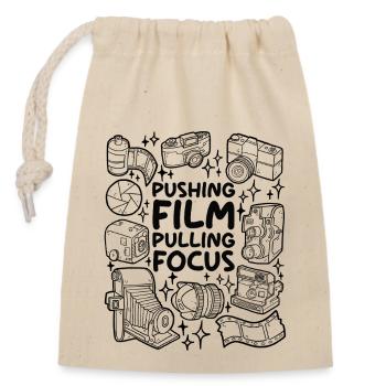 Pushing Film – Pulling Focus - Closable cotton gift bag (14x20cm) - nature - Front