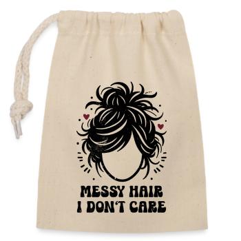 Cheveux en désordre Je m’en fiche Maman Maman Cadeau - Sac cadeau en coton avec cordon (14 x 20 cm) - nature - Devant
