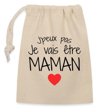 Maman / Fête des Mère / Enfant / Mere / Bébé - Sac cadeau en coton avec cordon (14 x 20 cm) - nature - Devant