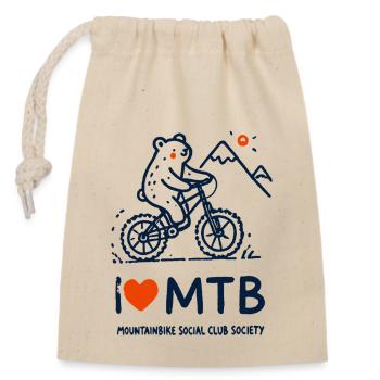 Fahrrad Bär I Love MTB Mountainbike Spaß - Verschließbarer Geschenkbeutel aus Baumwolle (14x20cm) - Natur - Vorne