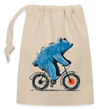 Aventure à vélo avec ours sur deux-roues - Sac cadeau en coton avec cordon (14 x 20 cm) - nature - Devant