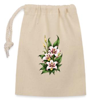 Fleur de lys rose et blanc - Sac cadeau en coton avec cordon (14 x 20 cm) - nature - Devant