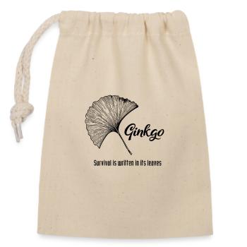 Citation sur la survie de la feuille de ginkgo - Sac cadeau en coton avec cordon (14 x 20 cm) - nature - Devant