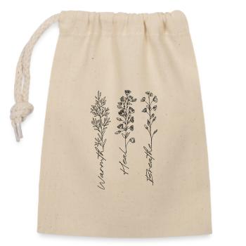 Warmes Heilen Florale Strichkunst - Verschließbarer Geschenkbeutel aus Baumwolle (14x20cm) - Natur - Vorne