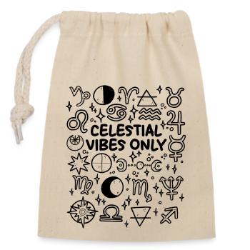 Uniquement des vibrations célestes – Astrologie et spiritualité - Sac cadeau en coton avec cordon (14 x 20 cm) - nature - Devant