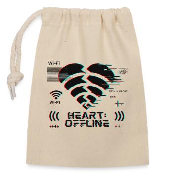 Heart: Offline – Glitch Korrupt Herz Verbindung - Verschließbarer Geschenkbeutel aus Baumwolle (14x20cm) - Natur - Vorne