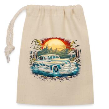 Retro Car 04 - Closable cotton gift bag (14x20cm) - nature - Front