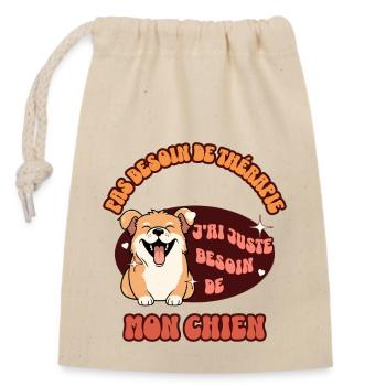 Besoin de mon chien - Sac cadeau en coton avec cordon (14 x 20 cm) - nature - Devant