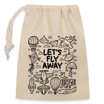 Let’s take off – Pour les fans d’avions - Sac cadeau en coton avec cordon (14 x 20 cm) - nature - Devant
