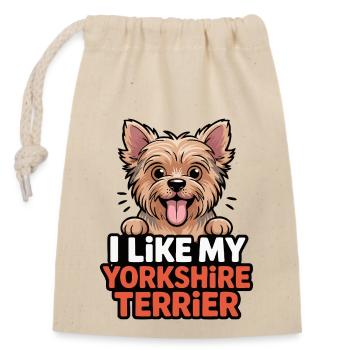 I like my Yorkshire Terrier Hundeliebe - Verschließbarer Geschenkbeutel aus Baumwolle (14x20cm) - Natur - Vorne
