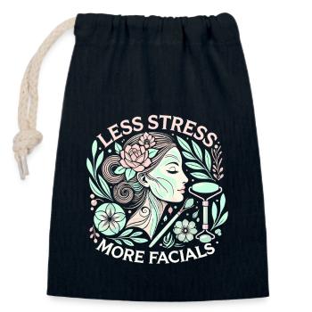 Weniger Stress mehr Gesichtsbehandlungen - Verschließbarer Geschenkbeutel aus Baumwolle (14x20cm) - Navy - Vorne
