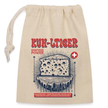 Love Switzerland – Un t-shirt célèbre le fromage et la vache - Sac cadeau en coton avec cordon (14 x 20 cm) - nature - Devant
