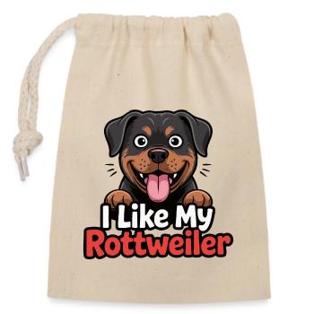 I like my Rottweiler Hundeliebe - Verschließbarer Geschenkbeutel aus Baumwolle (14x20cm) - Natur - Vorne