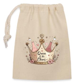 Queen of the Chaos – Mama mit Humor - Verschließbarer Geschenkbeutel aus Baumwolle (14x20cm) - Natur - Vorne