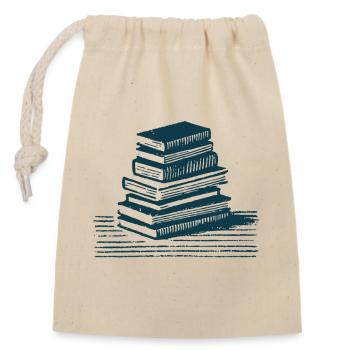 Retro Bücherwurm Leseratte Buchliebhaber - Verschließbarer Geschenkbeutel aus Baumwolle (14x20cm) - Natur - Vorne