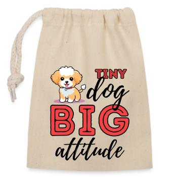 Petit chien, grande attitude – Amoureux des chiens de Maltipoo - Sac cadeau en coton avec cordon (14 x 20 cm) - nature - Devant