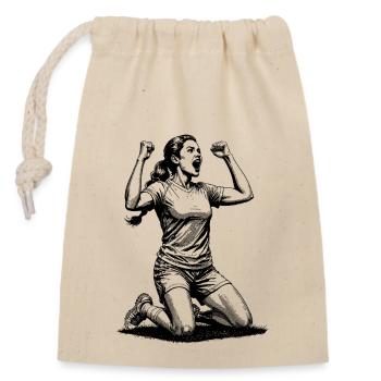 Tor safe shirt! Footballer with a feel for the ball! - Closable cotton gift bag (14x20cm) - nature - Front