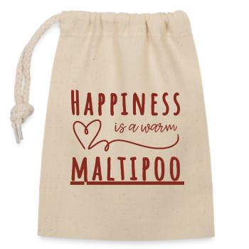 Le bonheur est une chemise Maltipoo chaude – Cadeau pour chien mignon - Sac cadeau en coton avec cordon (14 x 20 cm) - nature - Devant