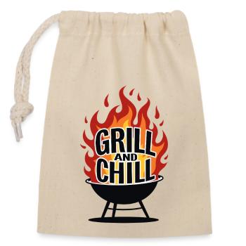 Grillen & Chillen Grill-Logo Grill and Chill - Closable cotton gift bag (14x20cm) - nature - Front