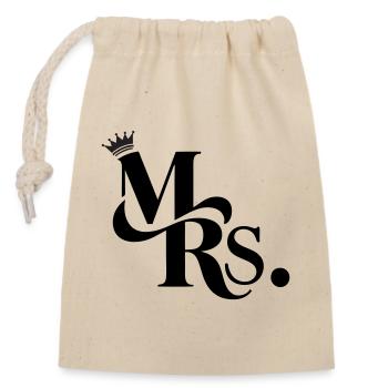 Mrs. & Krone, customizable - Closable cotton gift bag (14x20cm) - nature - Front