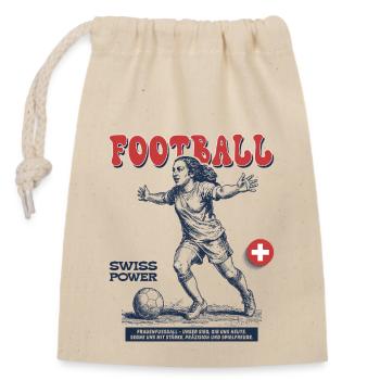 CH Fußballerin Shirt: Spaß am Spieltag - Verschließbarer Geschenkbeutel aus Baumwolle (14x20cm) - Natur - Vorne