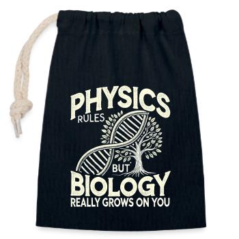 Physik regiert, aber Biologie wächst einem - Verschließbarer Geschenkbeutel aus Baumwolle (14x20cm) - Navy - Vorne