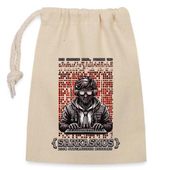 I speak HTML, Python and sarcasm - Closable cotton gift bag (14x20cm) - nature - Front