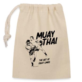 Muay Thai Ellbogenstoß - Verschließbarer Geschenkbeutel aus Baumwolle (14x20cm) - Natur - Vorne