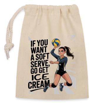 Soft-serve? Then off to the – volleyball - Closable cotton gift bag (14x20cm) - nature - Front