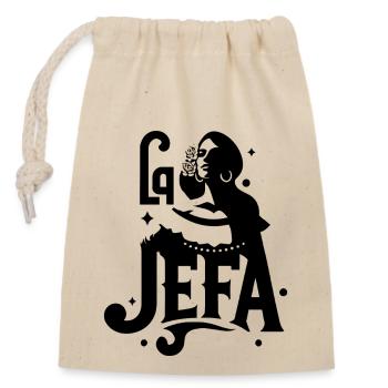 La Jefa Citation espagnole drôle pour une femme mexicaine forte - Sac cadeau en coton avec cordon (14 x 20 cm) - nature - Devant