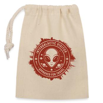 Intergalactic Visitor – Stamp Design from Space - Closable cotton gift bag (14x20cm) - nature - Front
