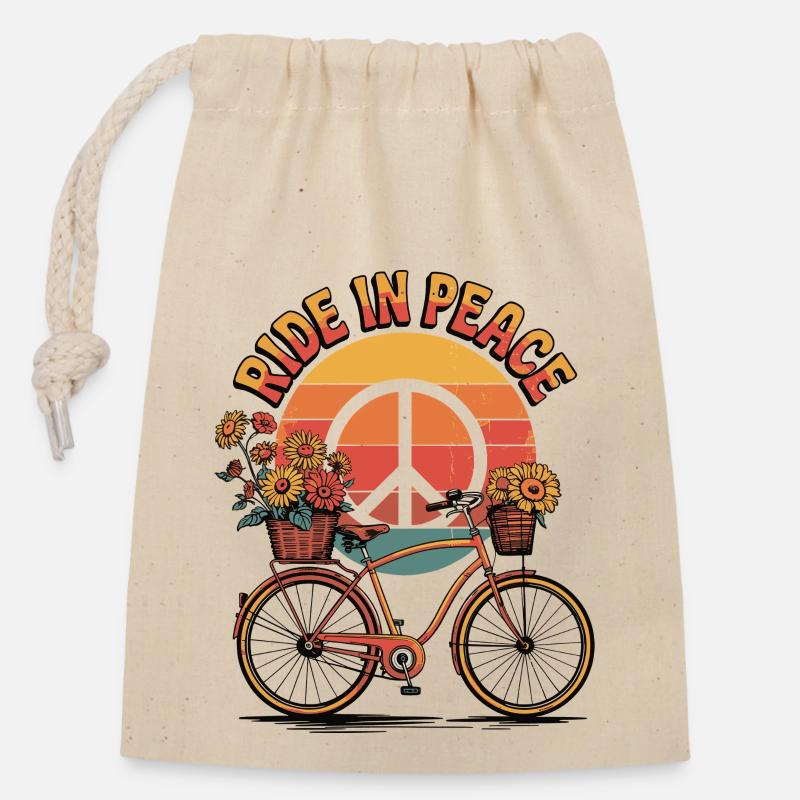 Cavalca in pace Design retrò - Sacchetto regalo richiudibile in cotone (14x20 cm) - natura