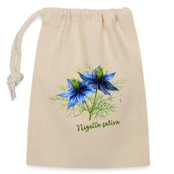 Nigella sativa - botanische Illustration - Verschließbarer Geschenkbeutel aus Baumwolle (14x20cm) - Natur - Vorne
