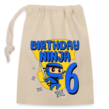 Birthday Ninja 6 Year Old Birthday Party Gift - Verschließbarer Geschenkbeutel aus Baumwolle (14x20cm) - Natur - Vorne