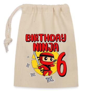 Birthday Ninja 6 Year Old Birthday Party Gift - Verschließbarer Geschenkbeutel aus Baumwolle (14x20cm) - Natur - Vorne