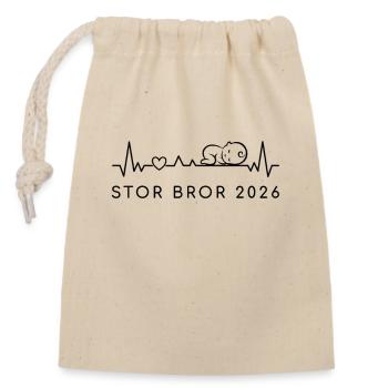 I'm going to be a big brother 2026 Heartbeat Swedish - Closable cotton gift bag (14x20cm) - nature - Front