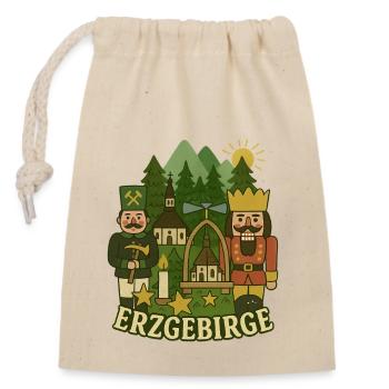 Erzgebirge Nussknacker - Verschließbarer Geschenkbeutel aus Baumwolle (14x20cm) - Natur - Vorne