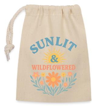 Sunlit Wildflowered Blumenmotiv Sommer Bohemian - Verschließbarer Geschenkbeutel aus Baumwolle (14x20cm) - Natur - Vorne