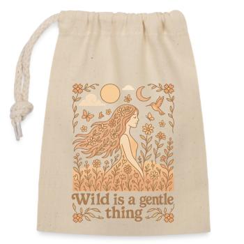 Wild Is A Gentle Thing Natur Boho Bohemian - Verschließbarer Geschenkbeutel aus Baumwolle (14x20cm) - Natur - Vorne