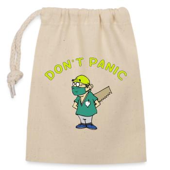 Don-t_panic-la_tronconneuse - Verschließbarer Geschenkbeutel aus Baumwolle (14x20cm) - Natur - Vorne