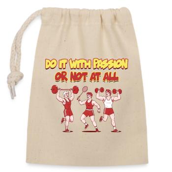 Leidenschaft Fitness Motivation Design - Verschließbarer Geschenkbeutel aus Baumwolle (14x20cm) - Natur - Vorne