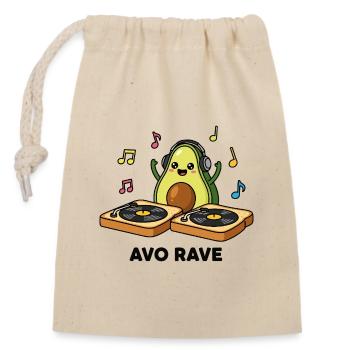 DJ Avocado - Verschließbarer Geschenkbeutel aus Baumwolle (14x20cm) - Natur - Vorne