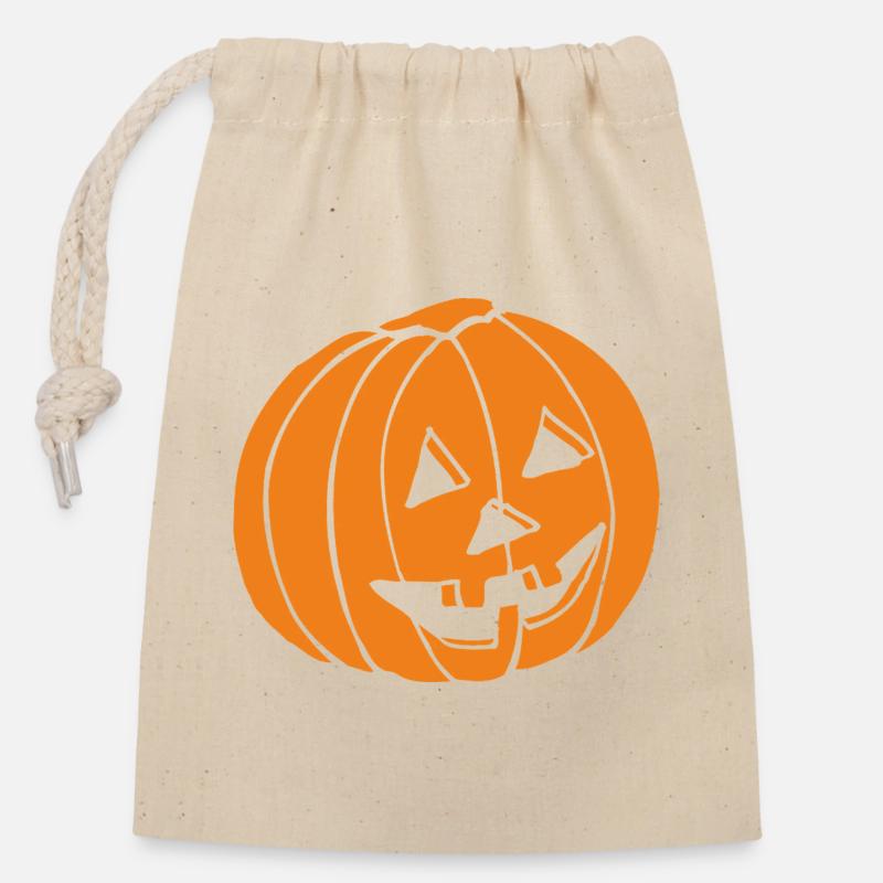 Halloween - Sac cadeau en coton avec cordon (14 x 20 cm) - nature