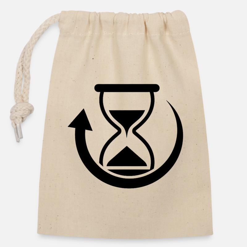 Graphiques de rotation temporelle - Sac cadeau en coton avec cordon (14 x 20 cm) - nature